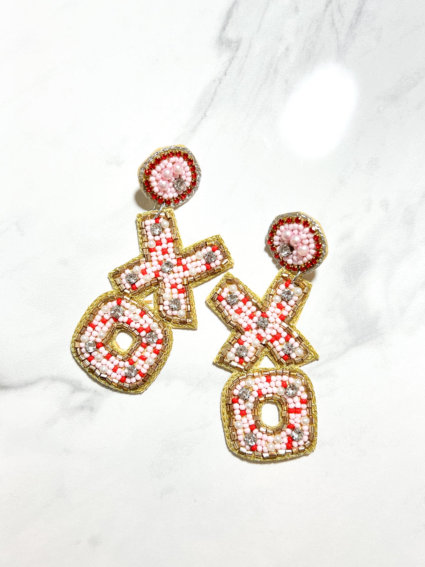 XO Heart Seed Bead Earrings