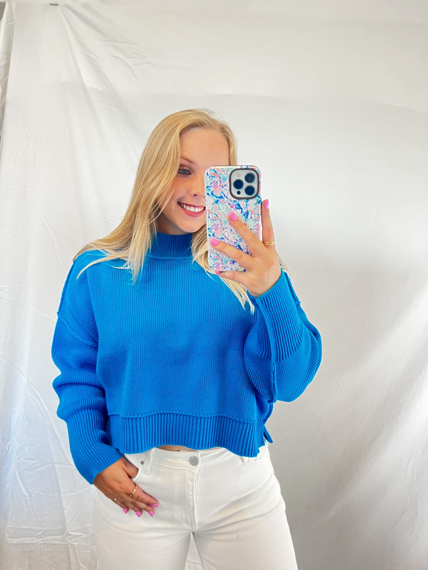 Side Slit Oversized Cropped Sweater