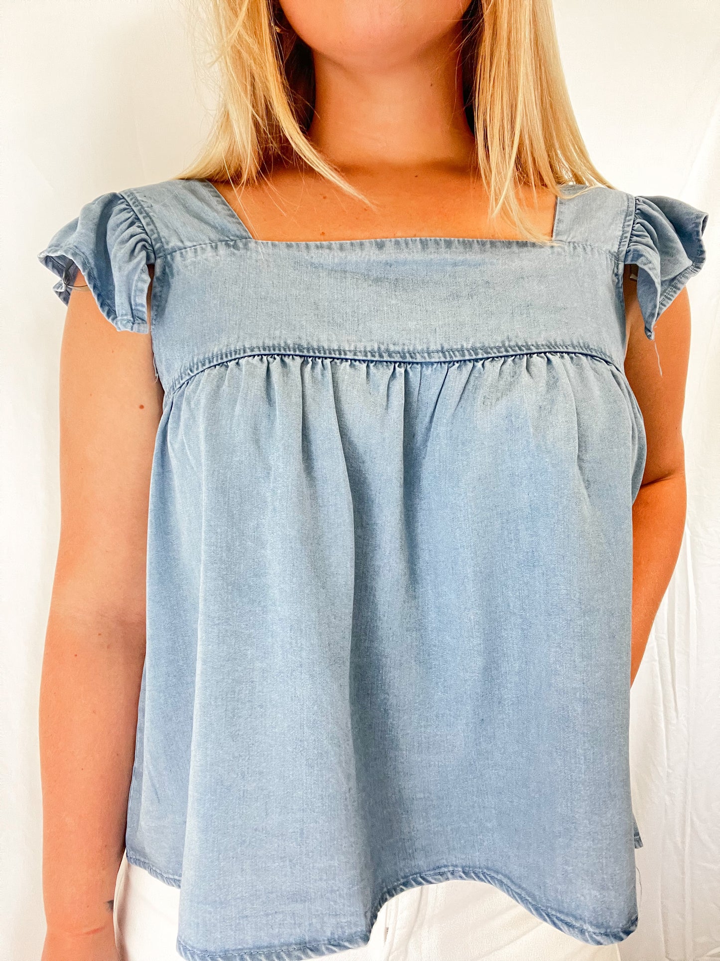 Square Neck Denim Top