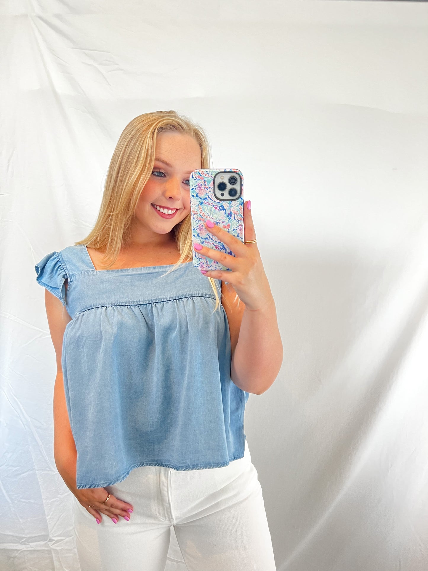 Square Neck Denim Top