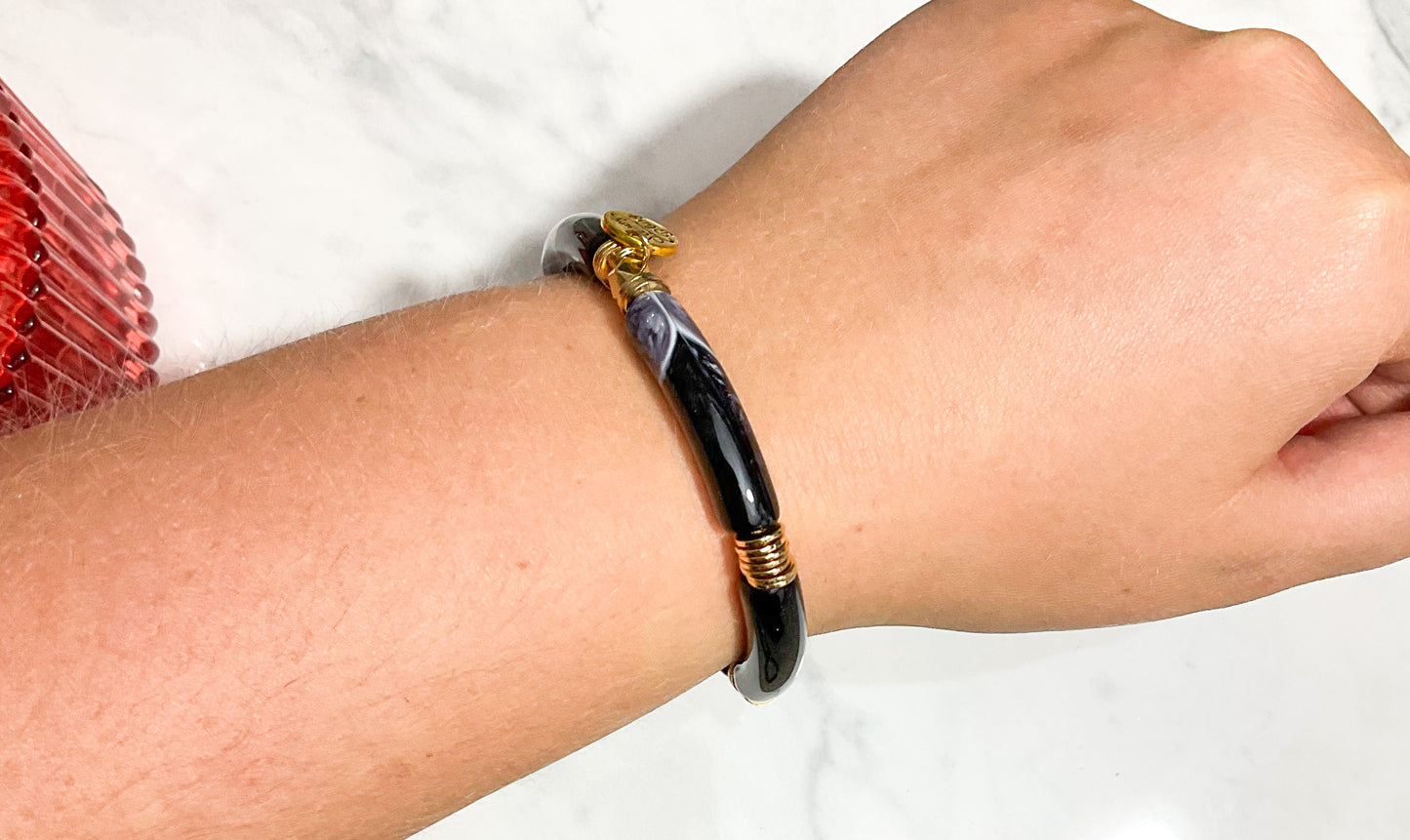 Black & White Marble Tube Bracelet
