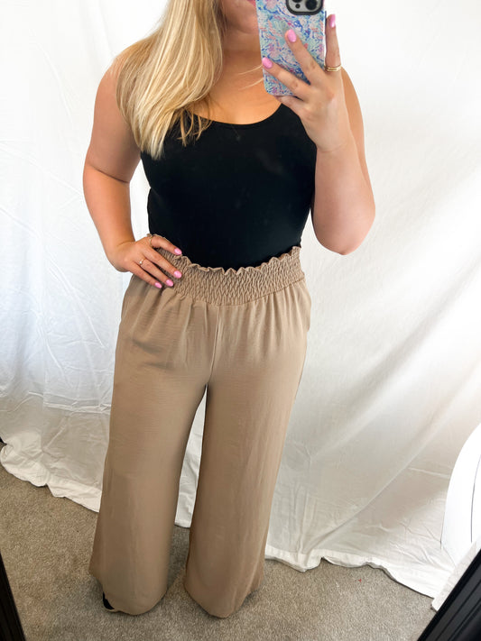 Smocked Wide Leg Pants