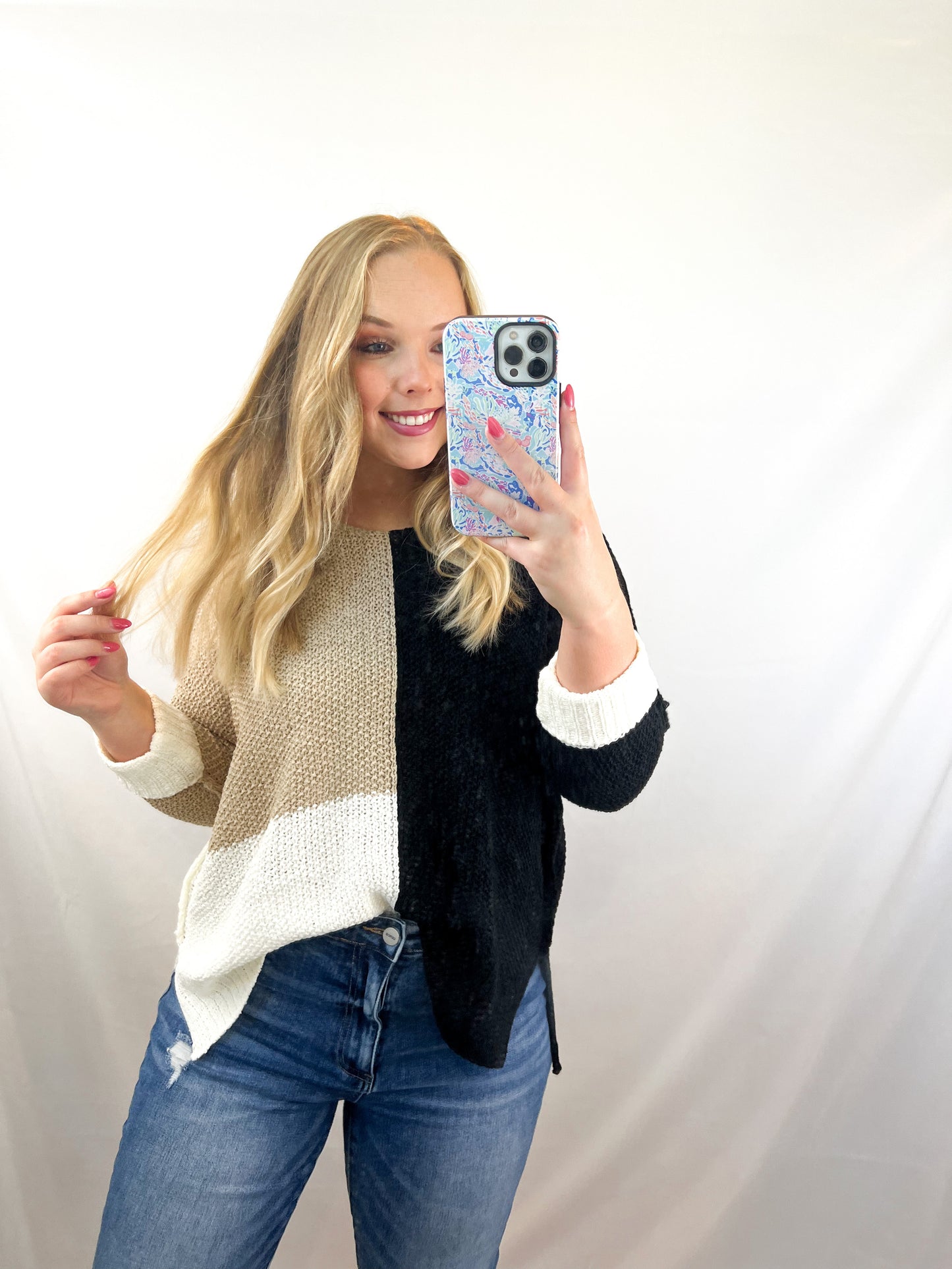 Color-block Knit Sweater