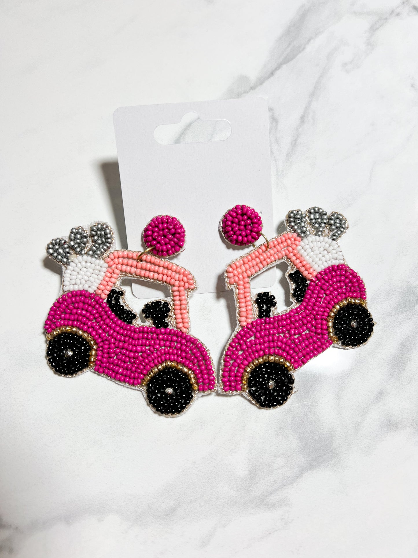 Golf Cart Seed Bead Earrings