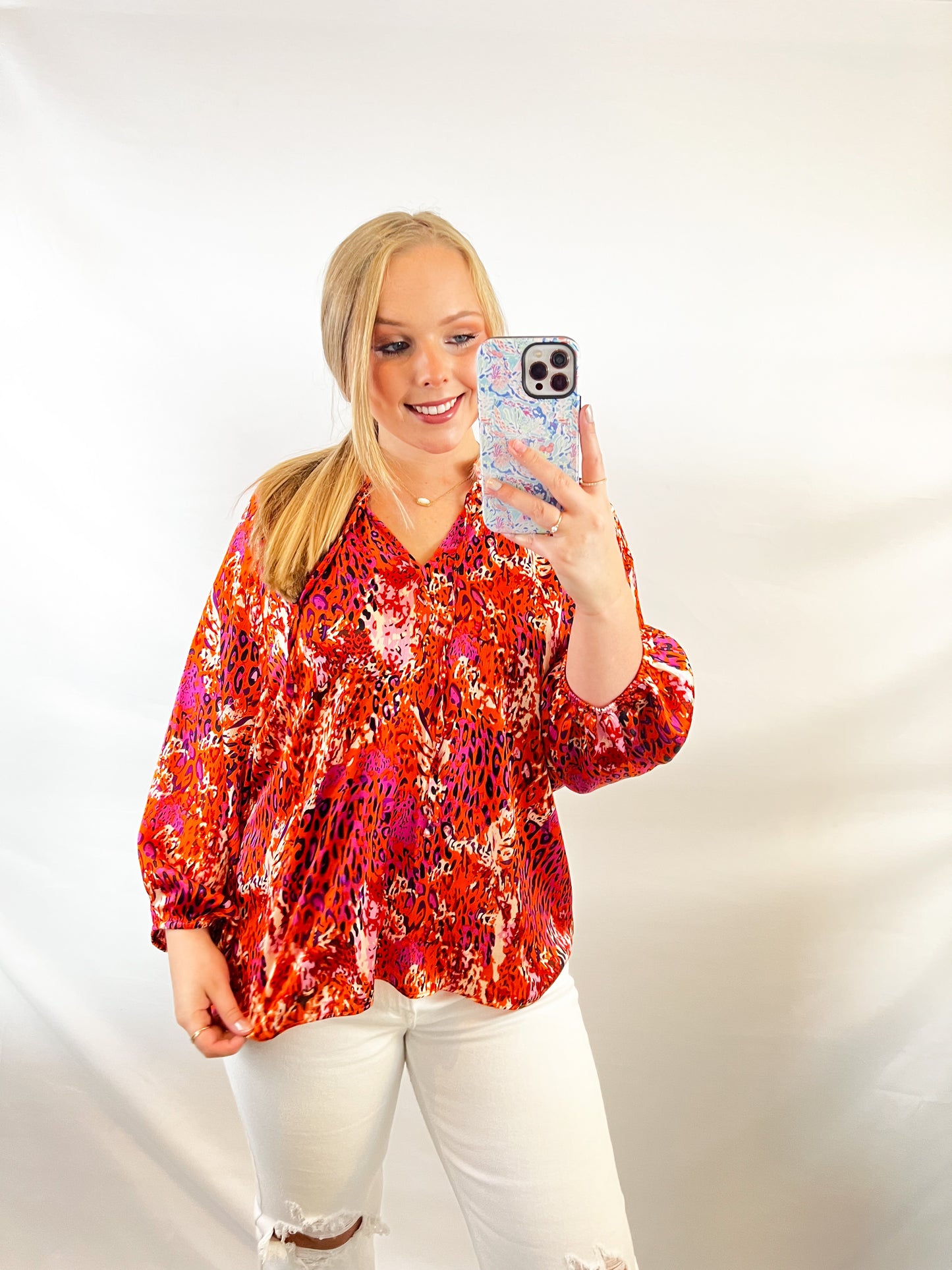 Abstract Animal Print Blouse