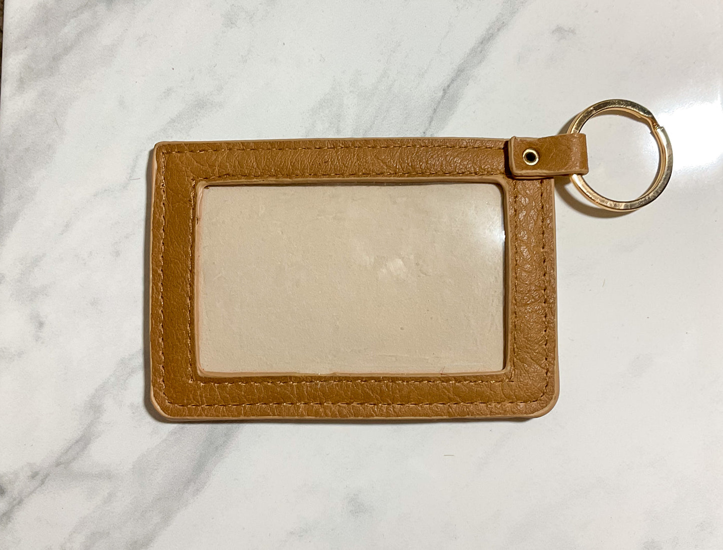 Genuine Leather Star ID Card Holder Keychain