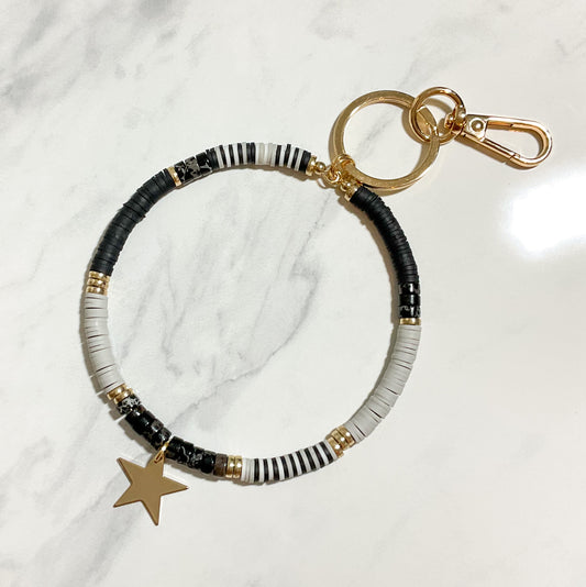 Stone Beaded Bracelet Key Ring