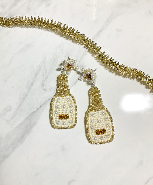 Seed Bead Champagne Earrings