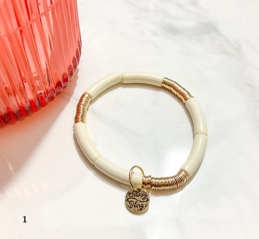 Ivory Acrylic Tube Bracelet