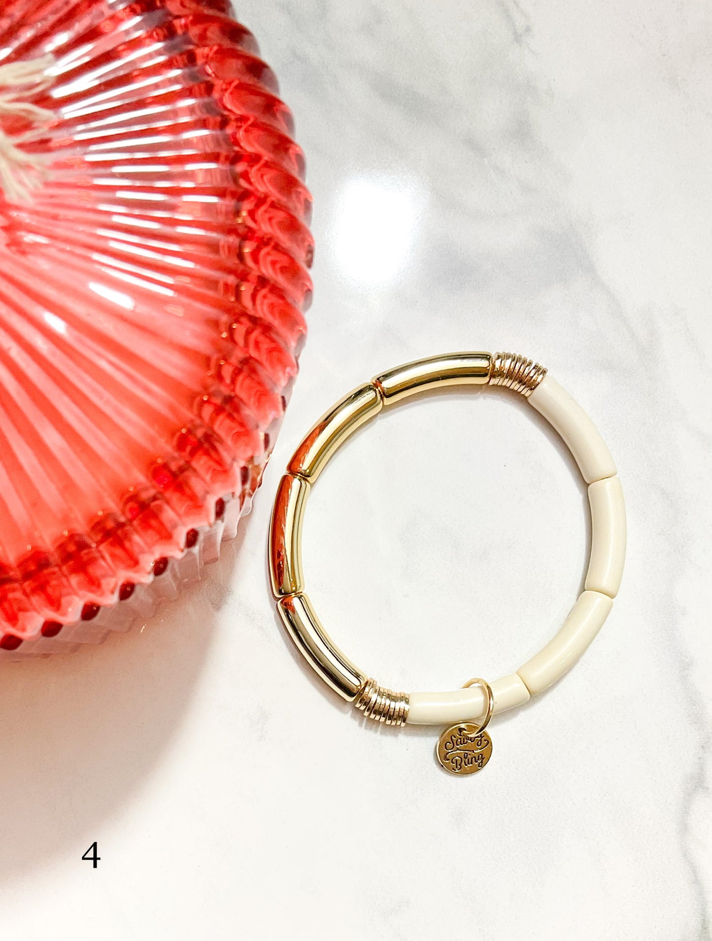 Ivory Acrylic Tube Bracelet