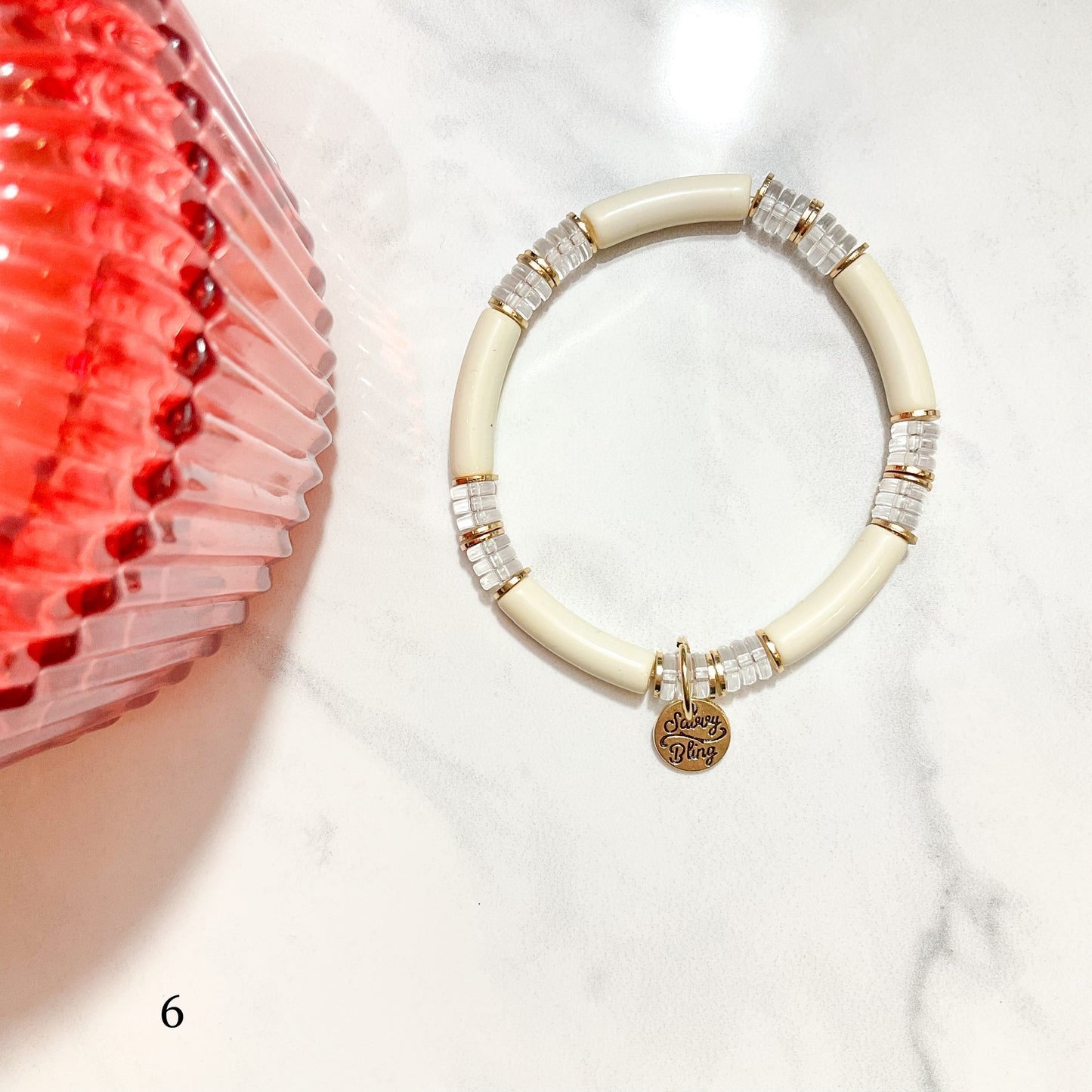 Ivory Acrylic Tube Bracelet