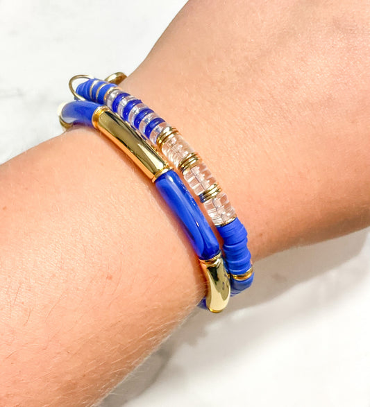 Assorted Blue Acrylic Tube Bracelet