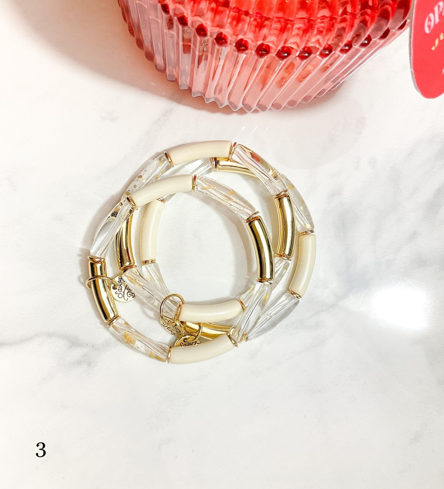 Ivory Acrylic Tube Bracelet