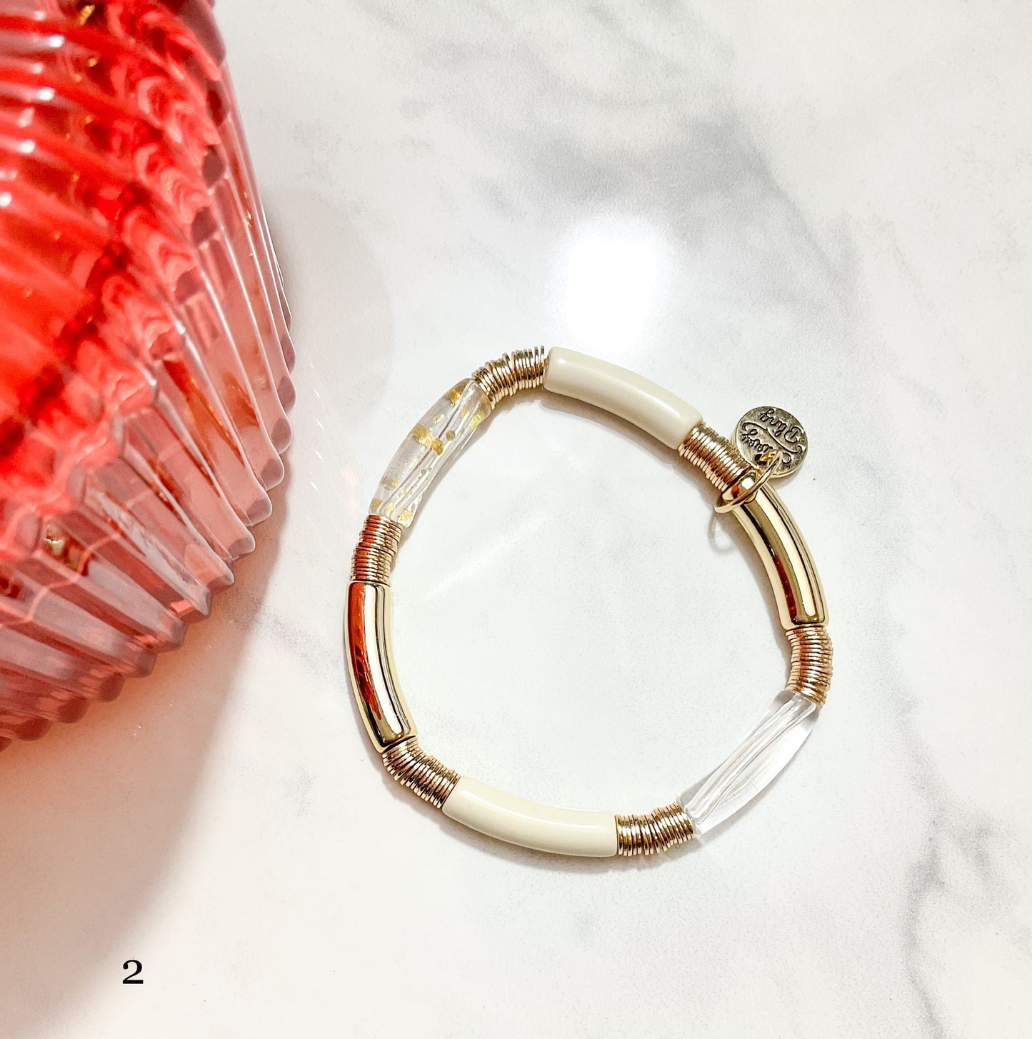 Ivory Acrylic Tube Bracelet