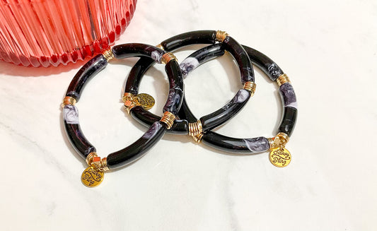 Black & White Marble Tube Bracelet