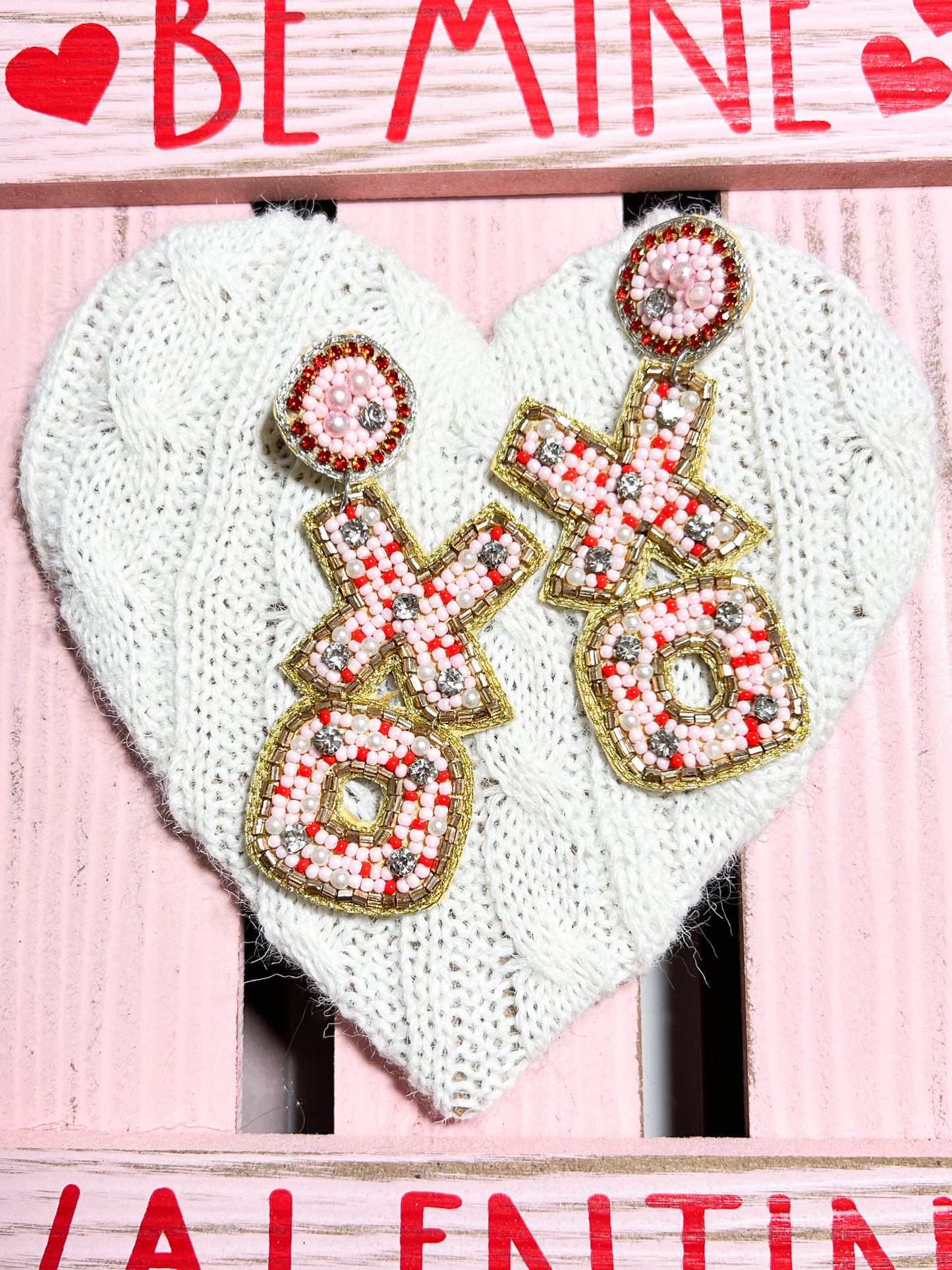 XO Heart Seed Bead Earrings