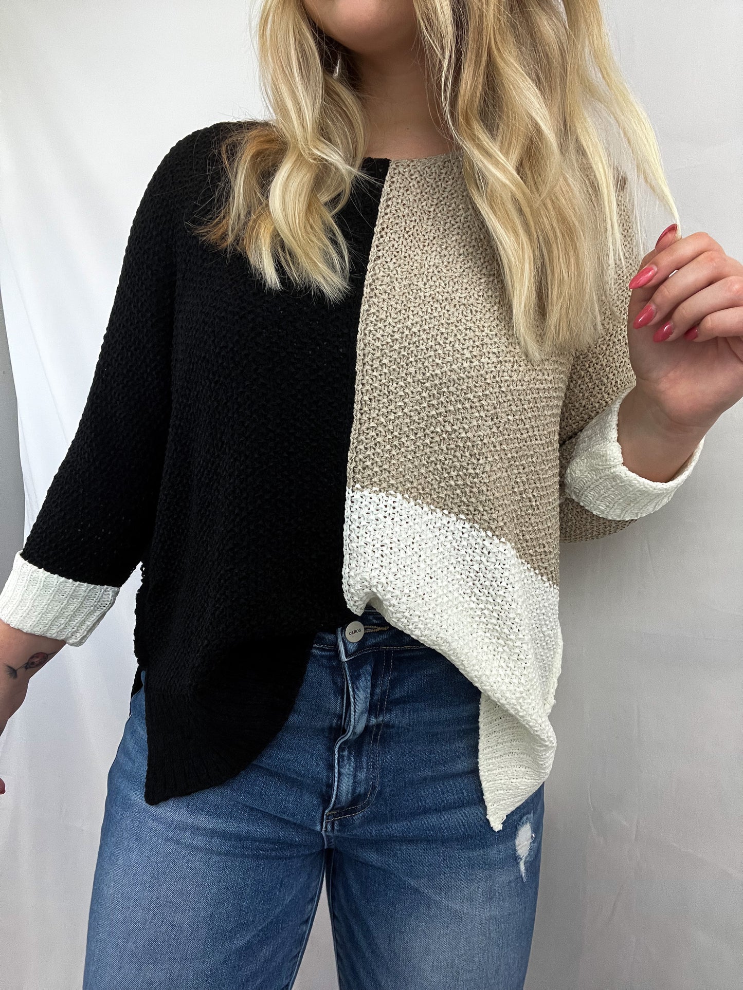 Color-block Knit Sweater