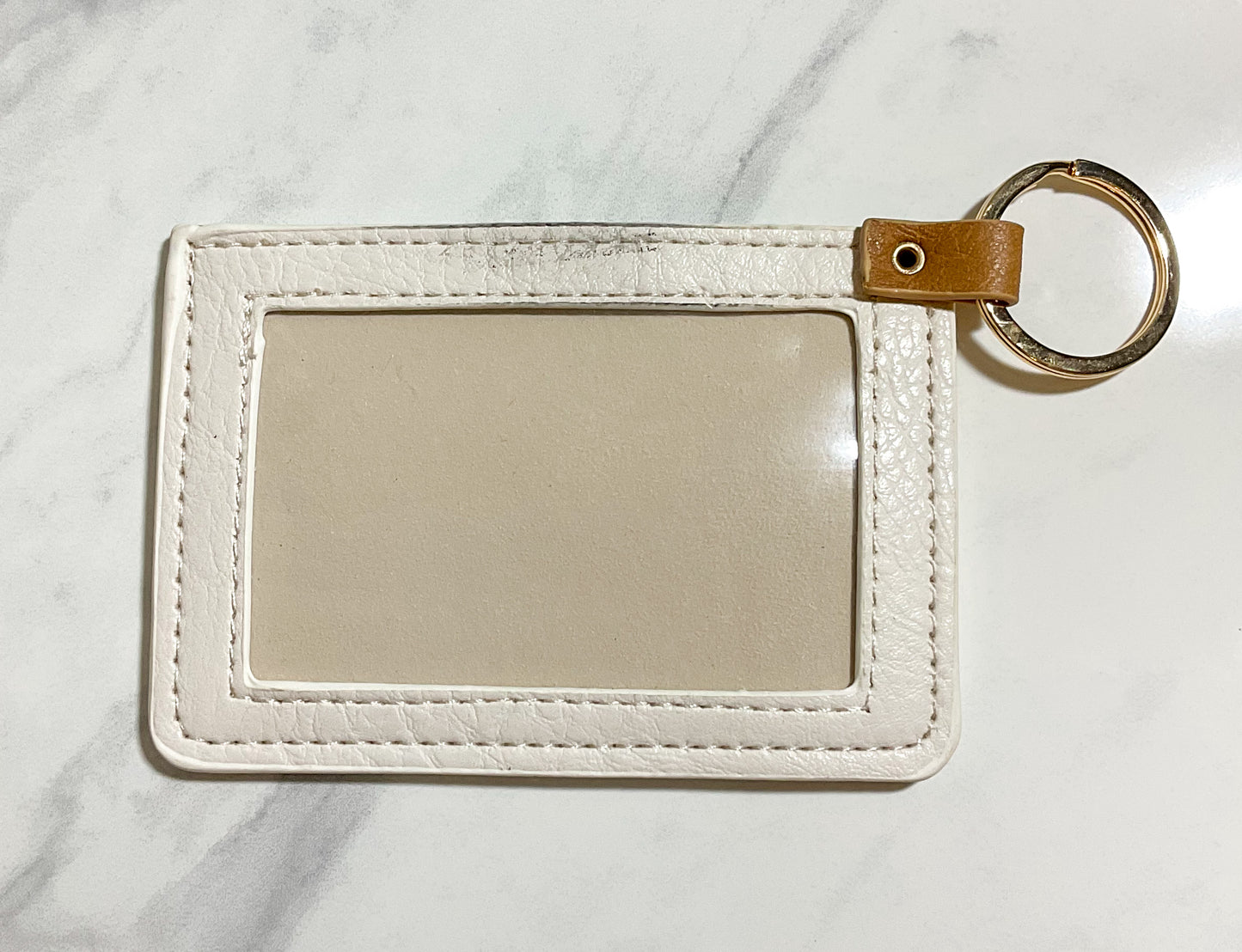 Genuine Leather Star ID Card Holder Keychain