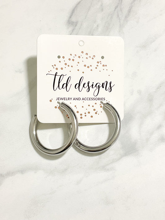 Thick Silver Hoops